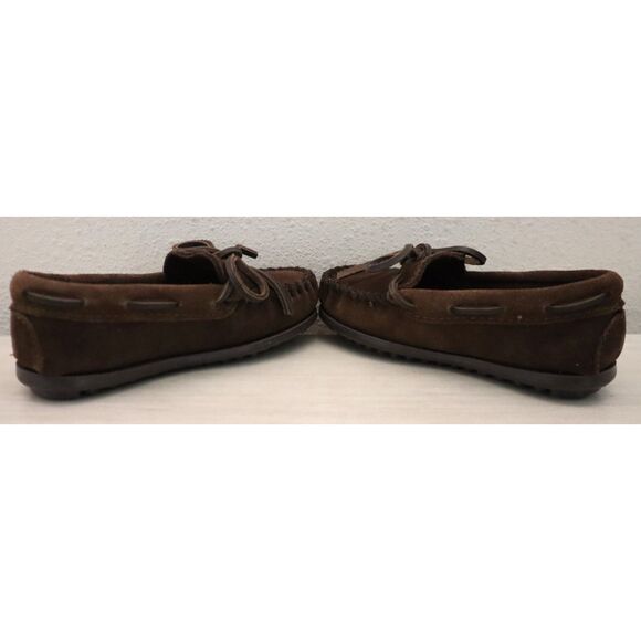 Minnetonka 2773 Boy's Sz 9M Chocolate Brown Suede Slip-On Moccassin Boat Shoes - Picture 9 of 12